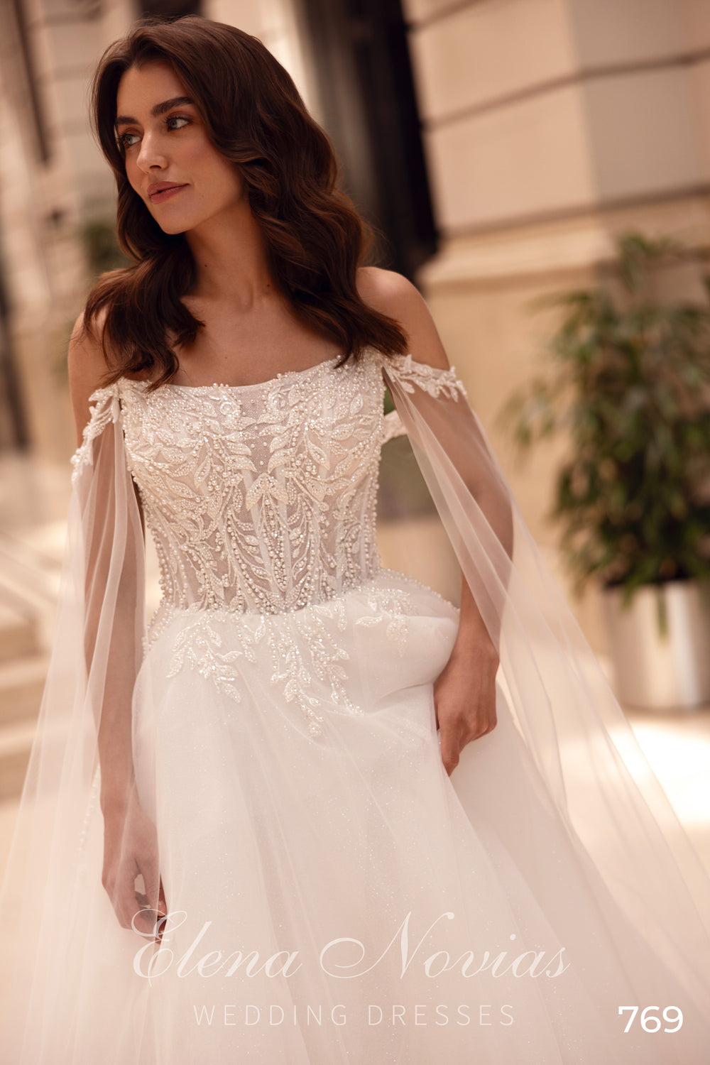 Sparkly A-Line Wedding Dress with Beaded Lace Bodice