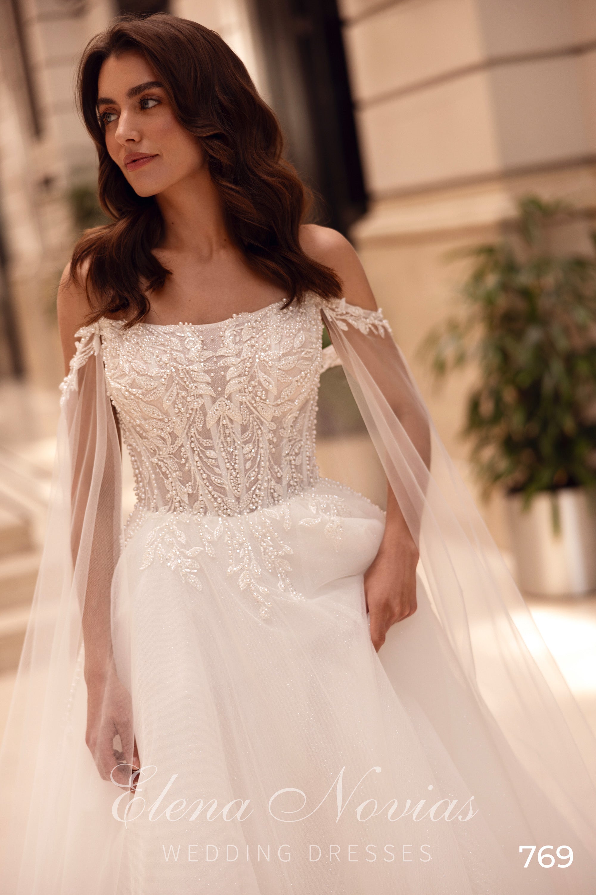 Sparkly A-Line Wedding Dress with Beaded Lace Bodice