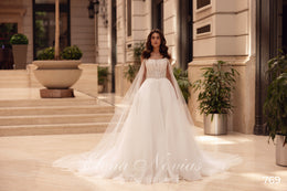 Sparkly A-Line Wedding Dress with Beaded Lace Bodice