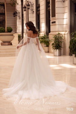 Sparkly A-Line Wedding Dress with Beaded Lace Bodice