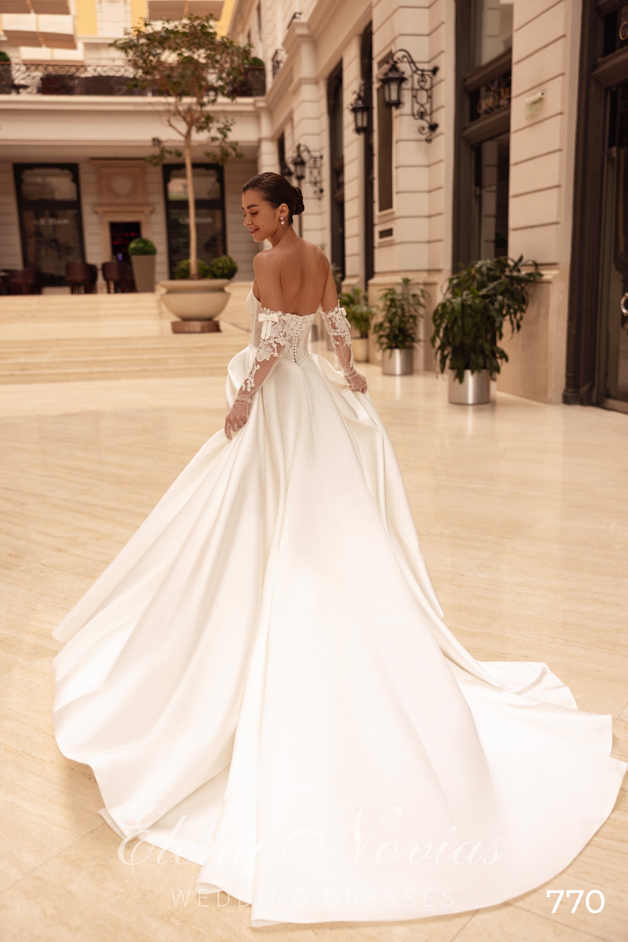 A-Line Satin Wedding Dress with Lace Bodice and Slit