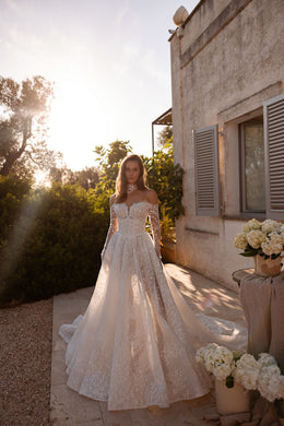 A-Line Wedding Dress with Detachable Lace Overskirt