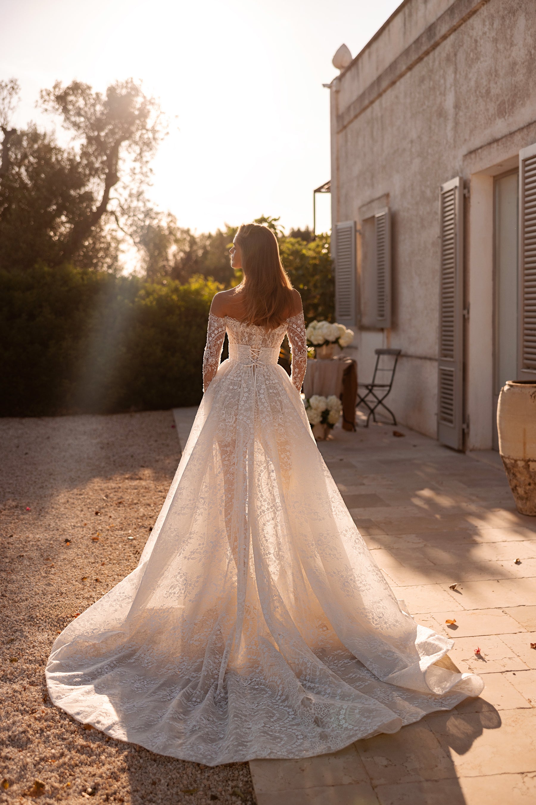 A-Line Wedding Dress with Detachable Lace Overskirt