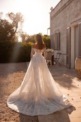 A-Line Wedding Dress with Detachable Lace Overskirt