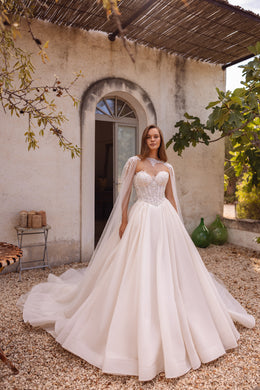 2-in-1 Sweetheart Beaded Ball Gown Wedding Dress with Detachable Cape