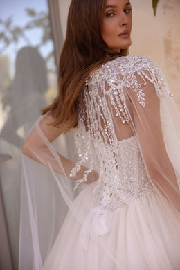 2-in-1 Sweetheart Beaded Ball Gown Wedding Dress with Detachable Cape