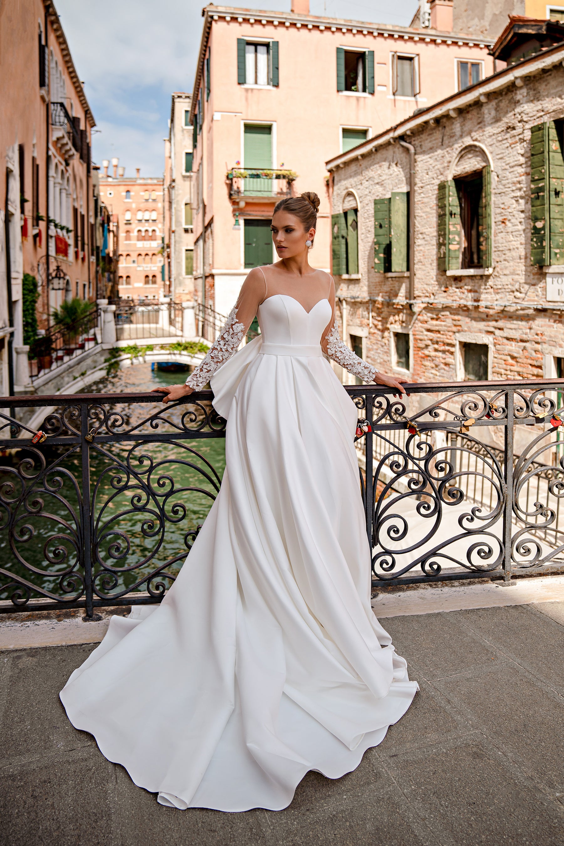 Ball Gown Wedding Dress with Illusion Lace Sleeves