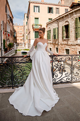 Ball Gown Wedding Dress with Illusion Lace Sleeves