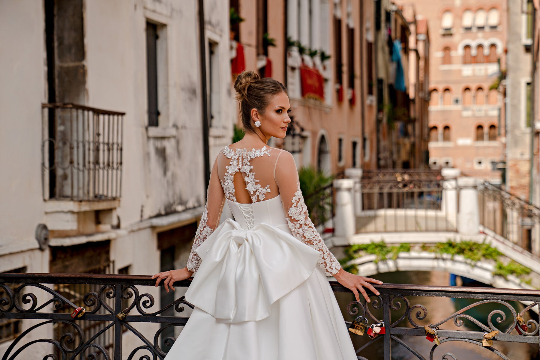 Ball Gown Wedding Dress with Illusion Lace Sleeves