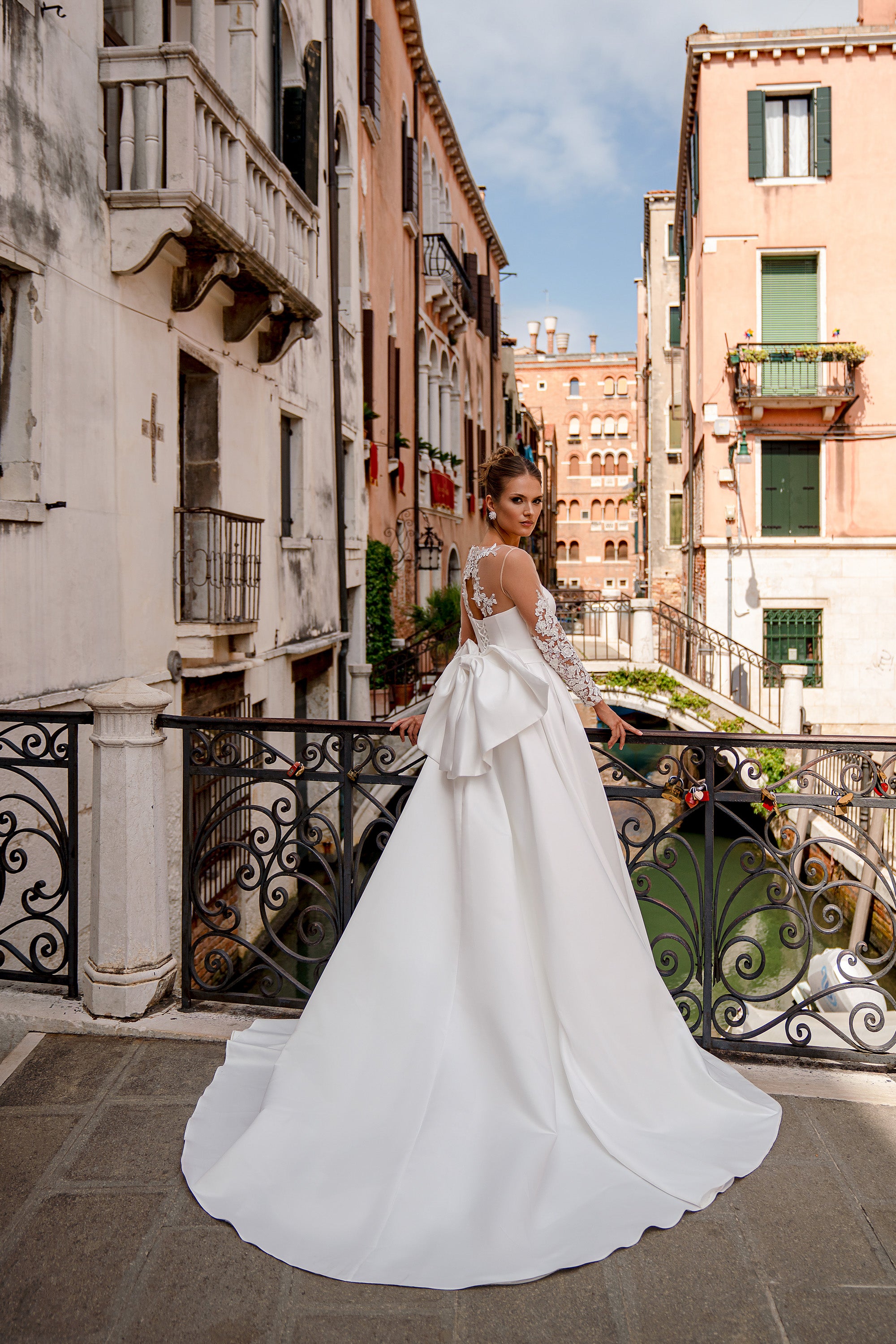 Ball Gown Wedding Dress with Illusion Lace Sleeves