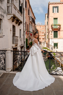 Ball Gown Wedding Dress with Illusion Lace Sleeves