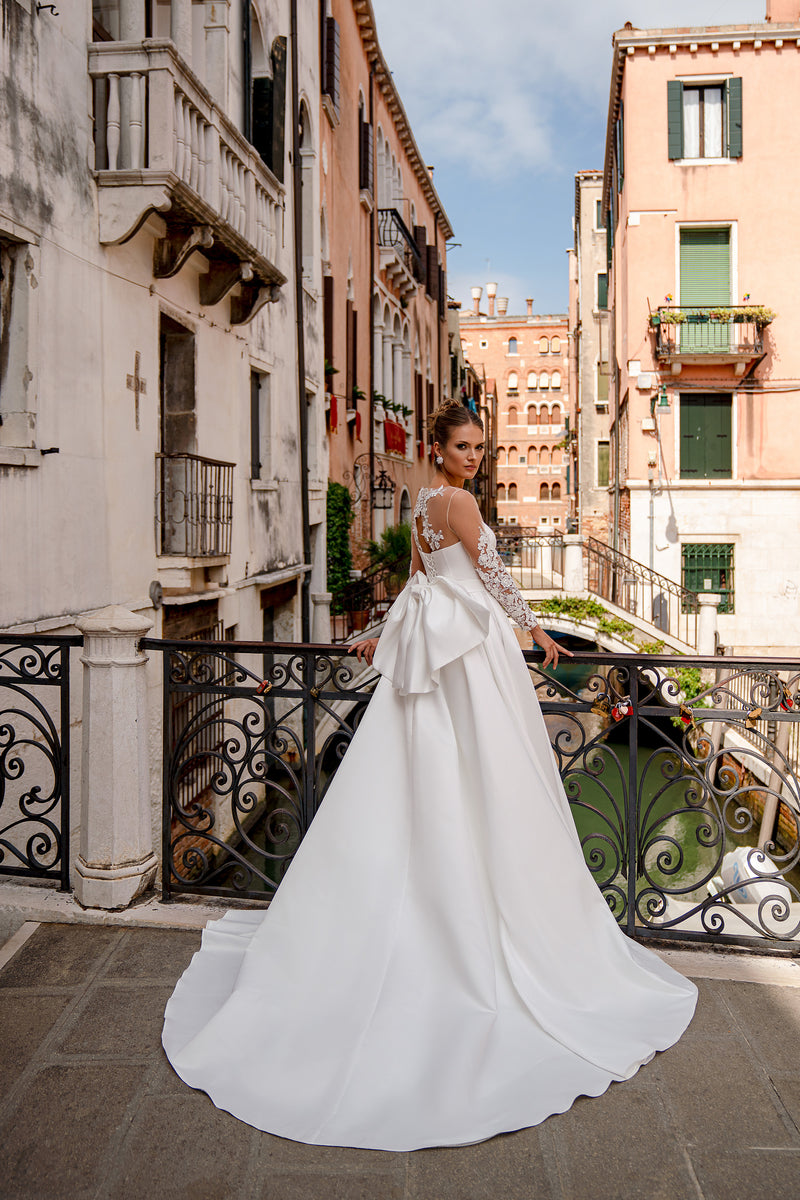 Ball Gown Wedding Dress with Illusion Lace Sleeves