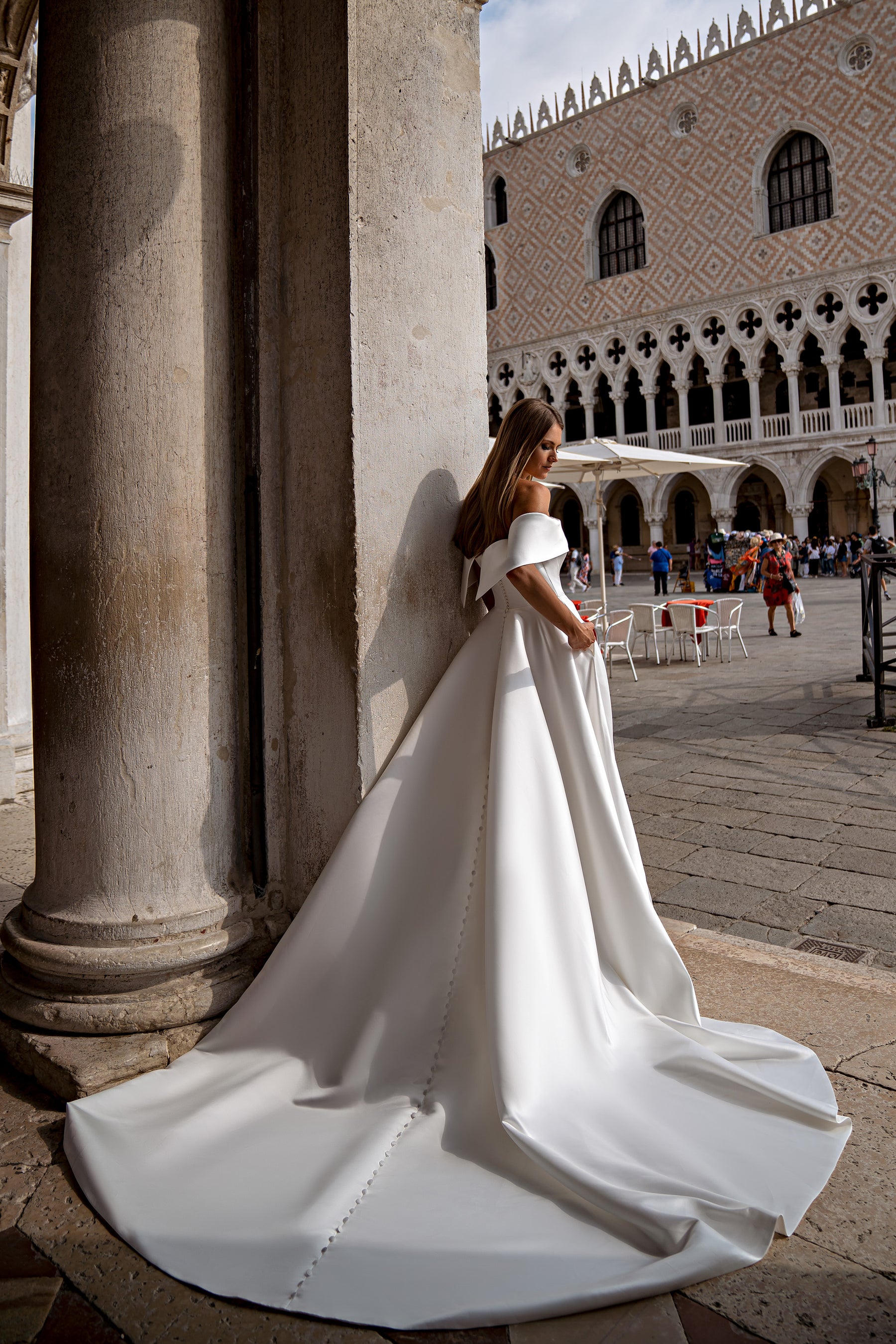 Ball Gown Wedding Dress with Off-The-Shoulder Neckline