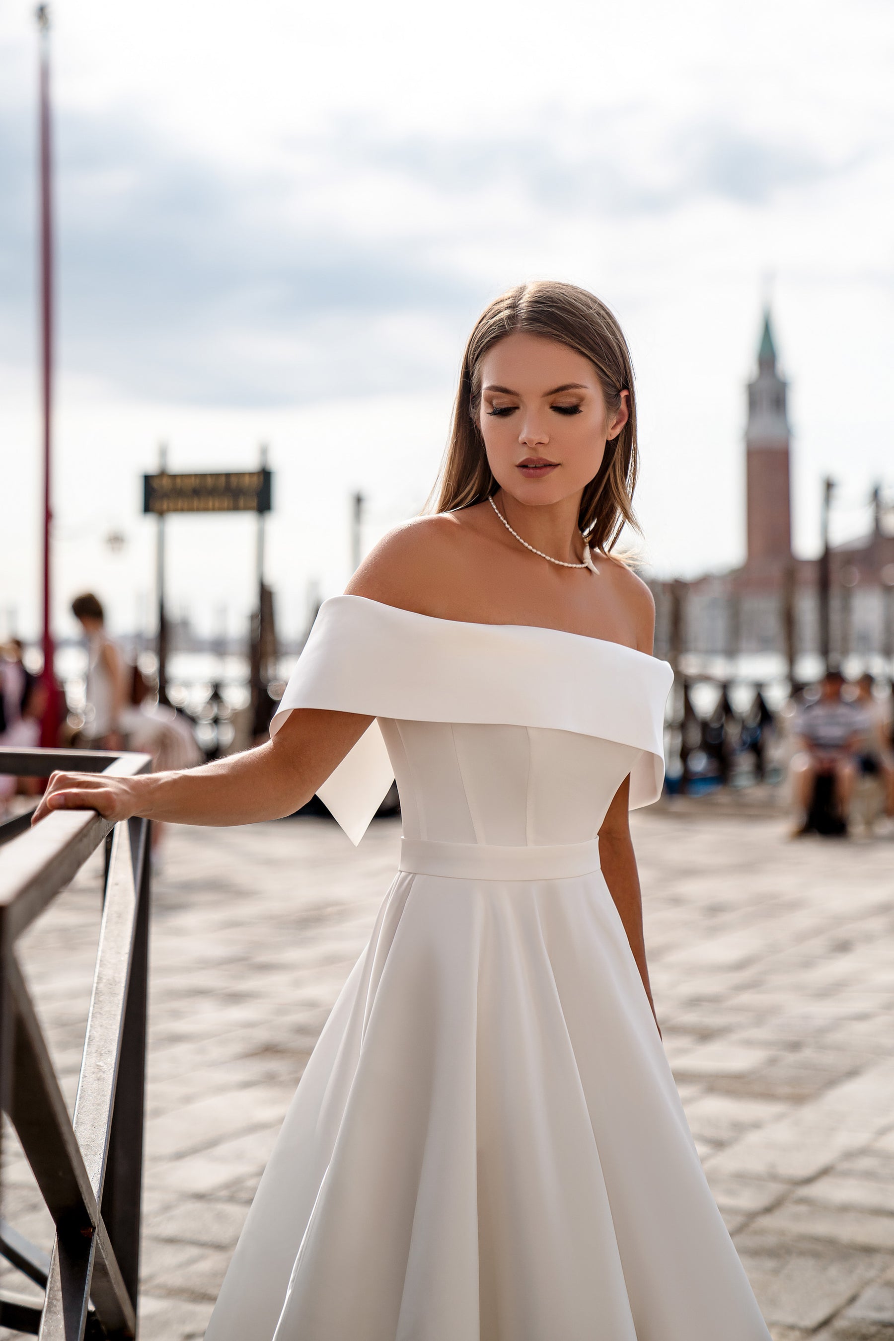 Ball Gown Wedding Dress with Off-The-Shoulder Neckline