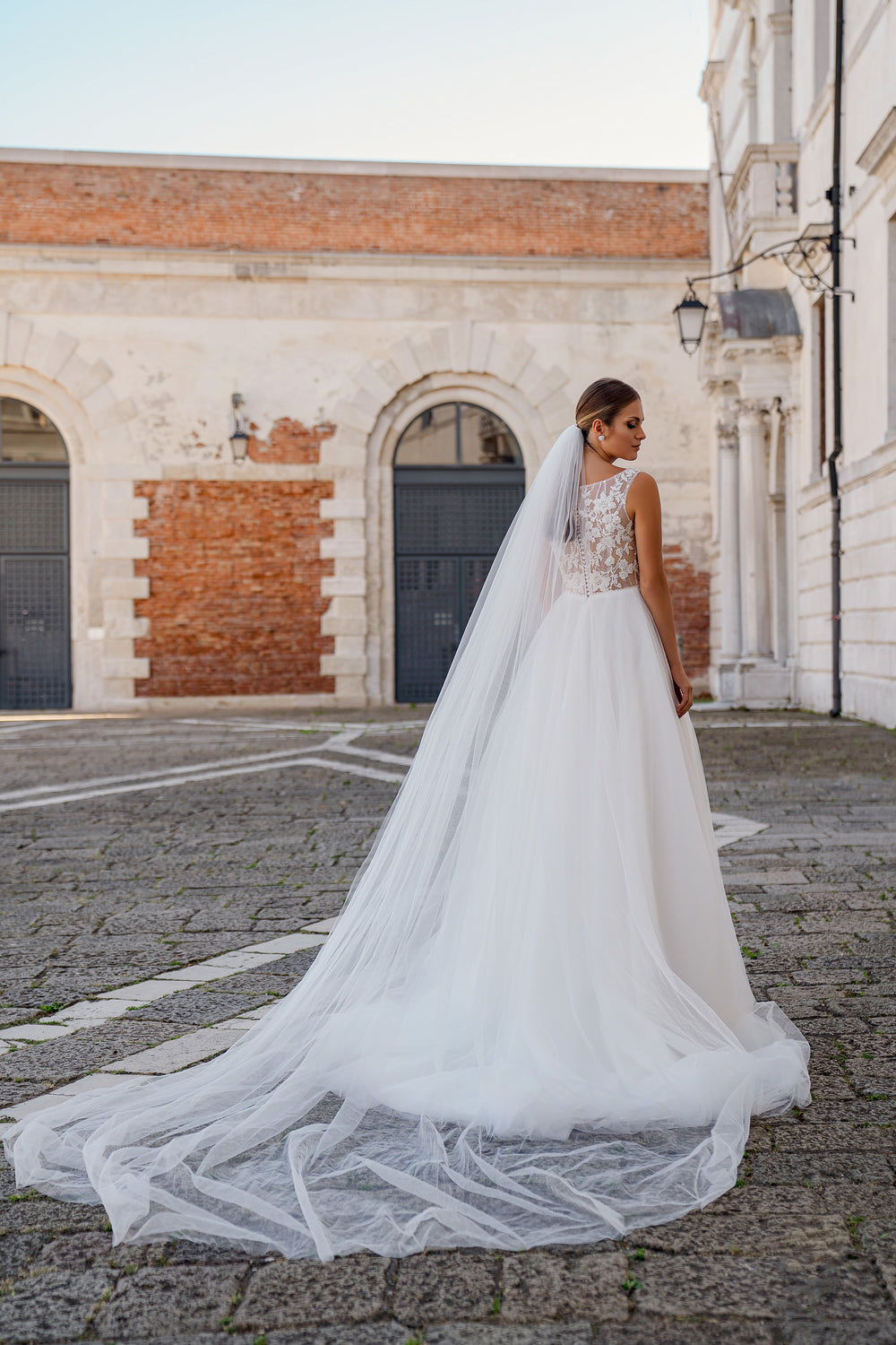Extra-Long Cathedral Wedding Veil in Sheer Tulle