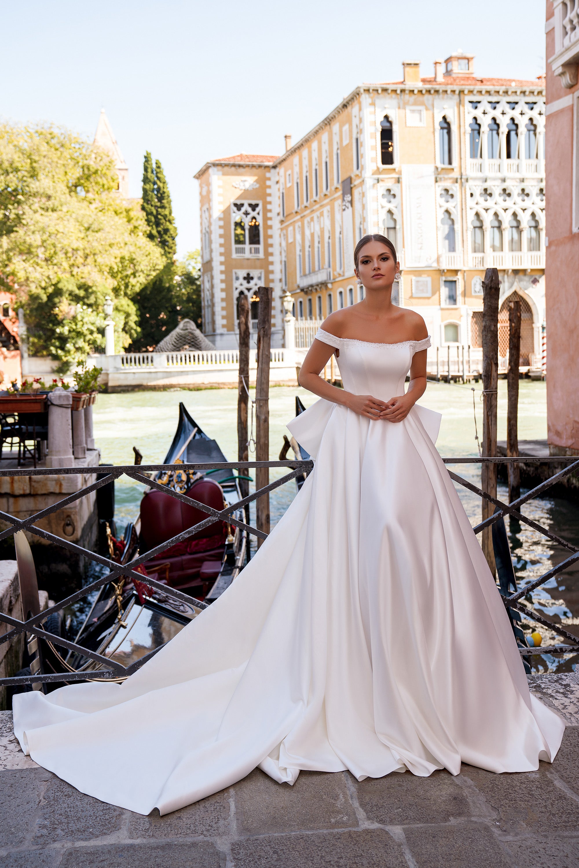 Ball Gown Wedding Dress with Beaded Off-The-Shoulder Neckline