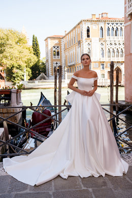 Ball Gown Wedding Dress with Beaded Off-The-Shoulder Neckline