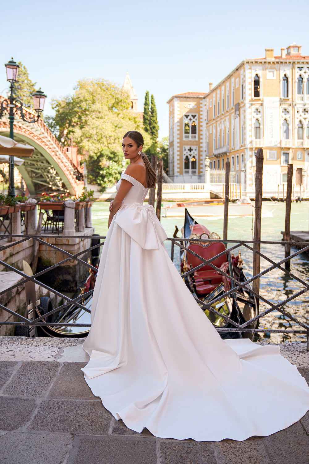 Ball Gown Wedding Dress with Beaded Off-The-Shoulder Neckline