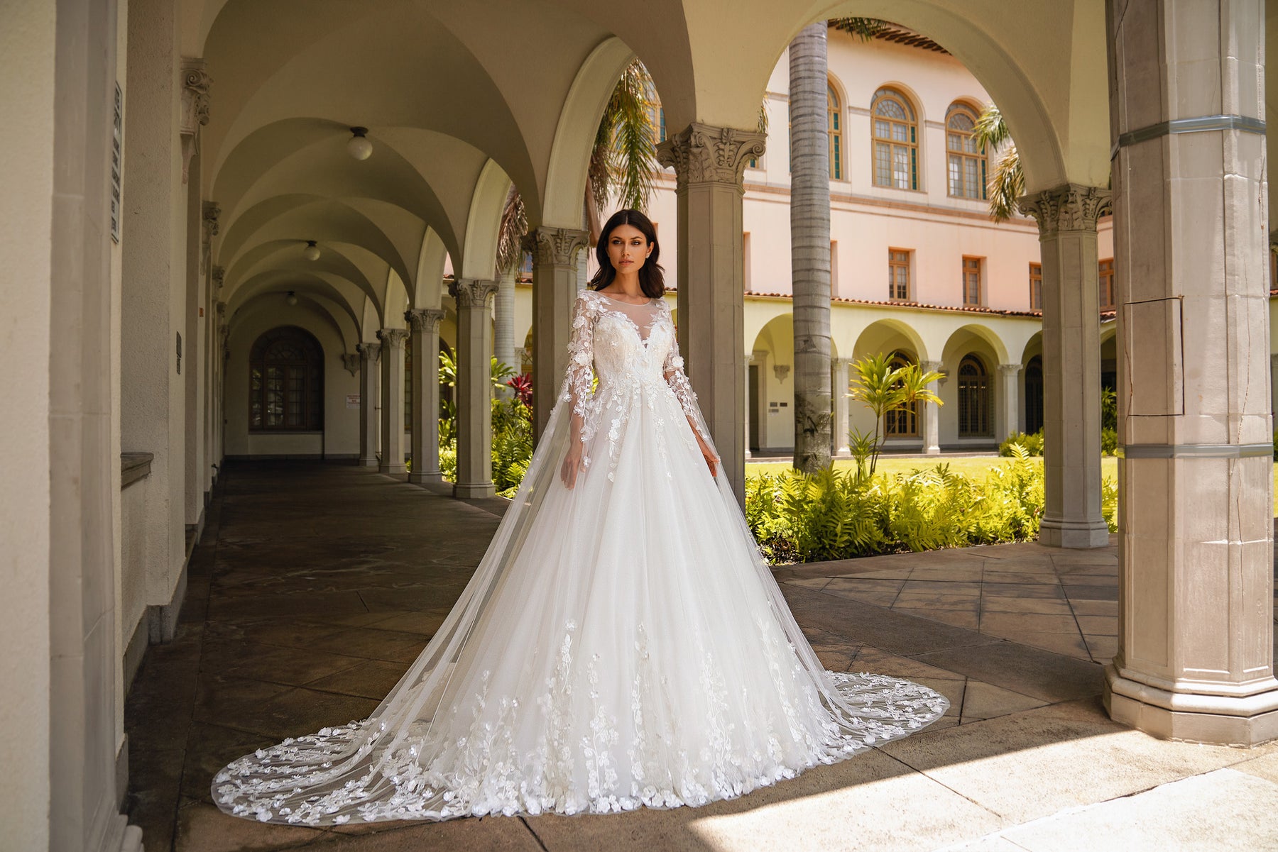 A-Line Wedding Dress with Floral Appliqués