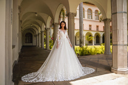 A-Line Wedding Dress with Floral Appliqués