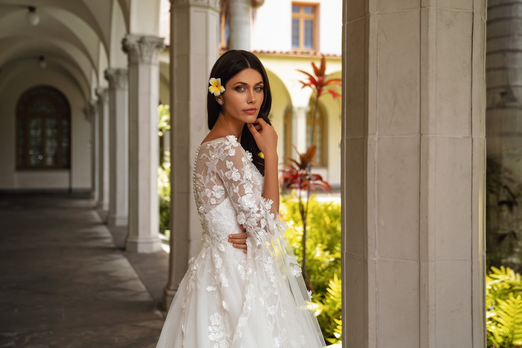 A-Line Wedding Dress with Floral Appliqués
