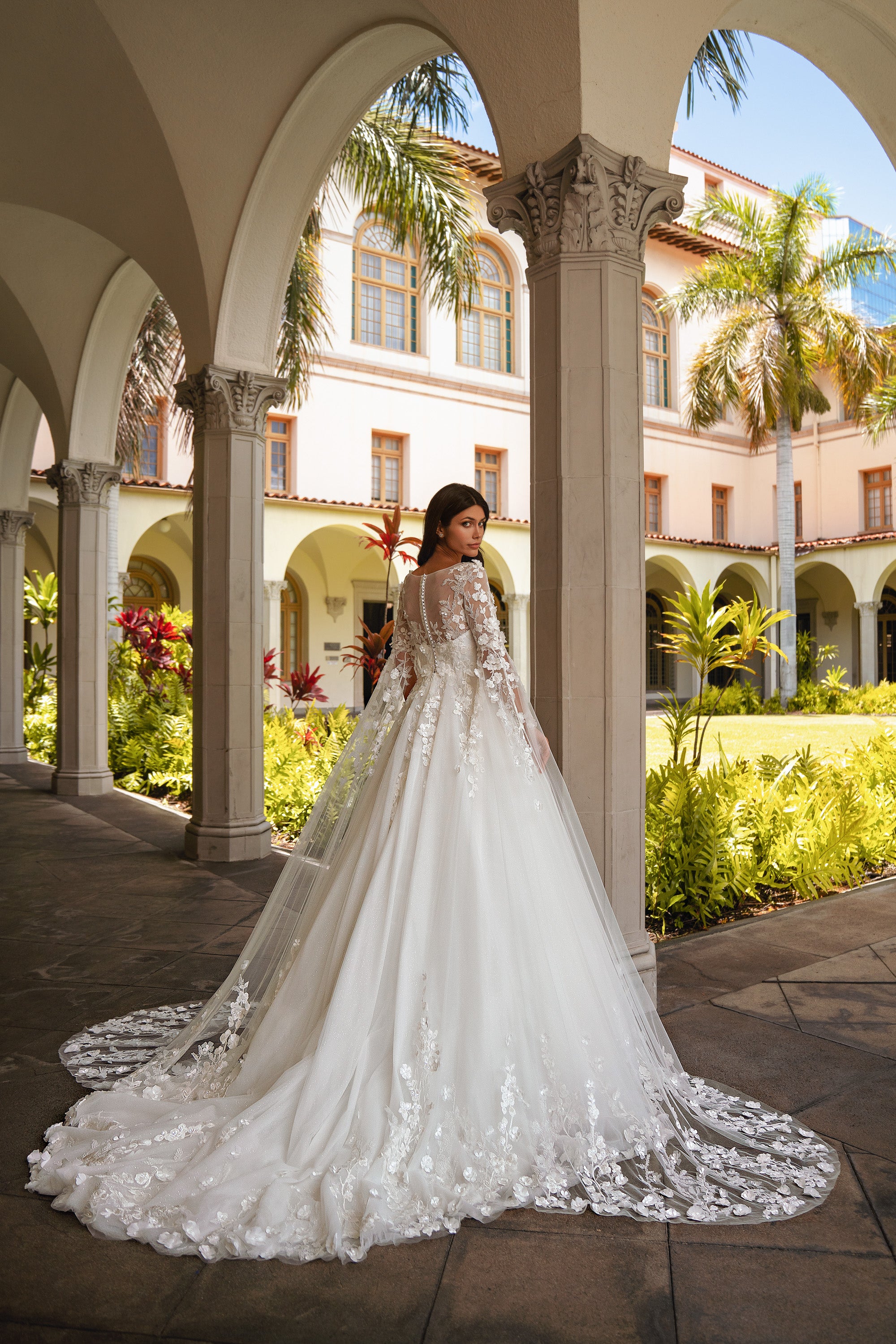 A-Line Wedding Dress with Floral Appliqués