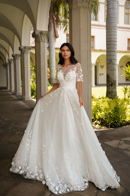 A-Line Wedding Dress with Floral Appliqués