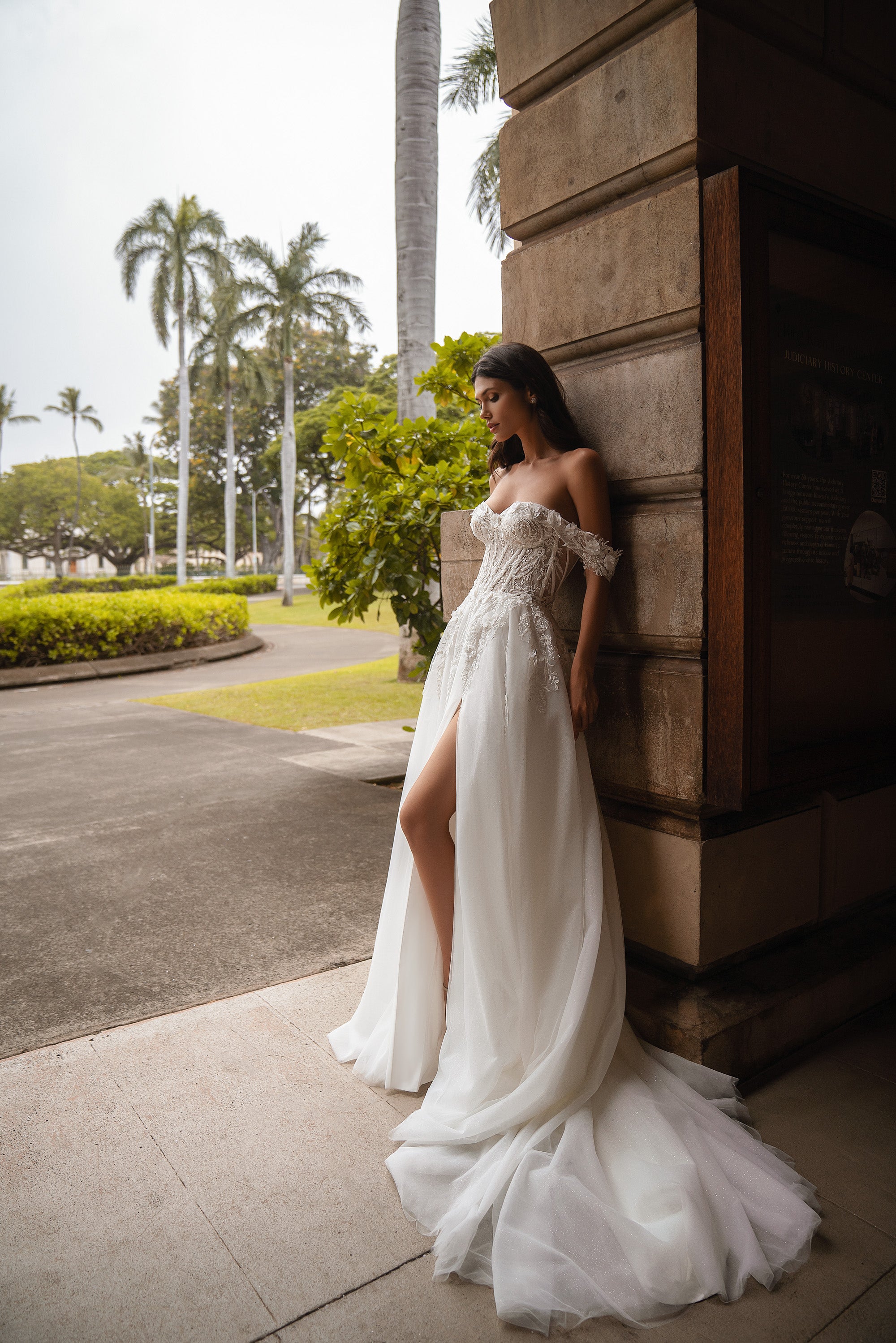 A-Line Wedding Dress with Sweetheart Neckline and Slit