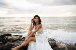 A-Line Wedding Dress with V-Neck Lace Bodice
