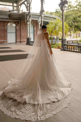 Strapless Lace A-Line Wedding Dress with Plunging Bodice