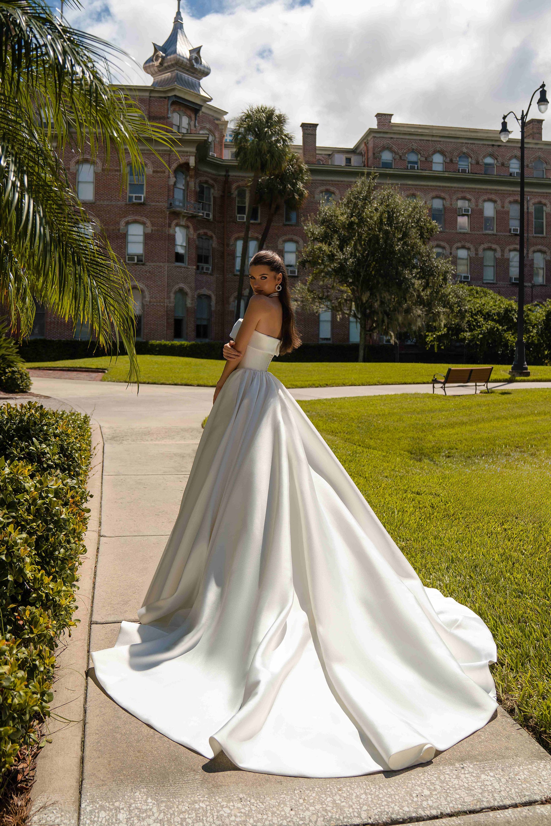 Strapless Mikado Ball Gown Wedding Dress with Pockets