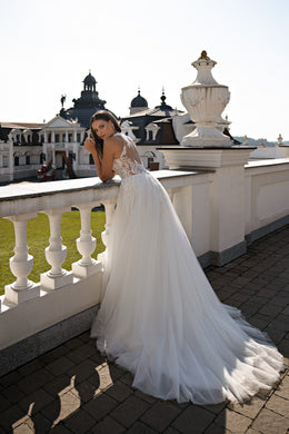 A-Line Wedding Dress with Illusion Lace Bodice