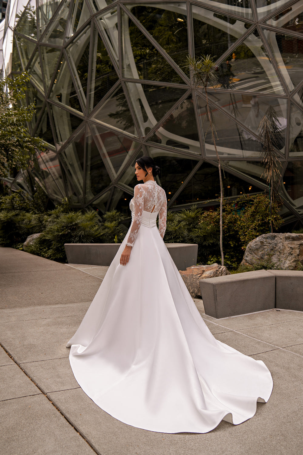 A-Line Wedding Dress with Detachable Lace Bolero and Sweetheart Bodice
