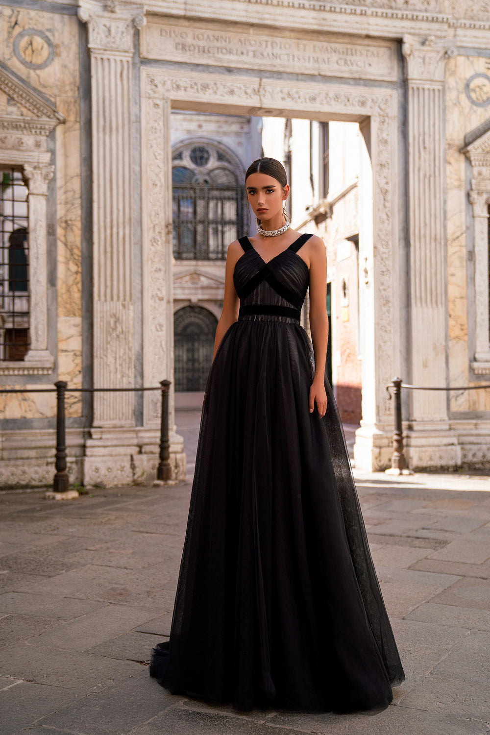 A-line Evening Dress with Lace-Up Back