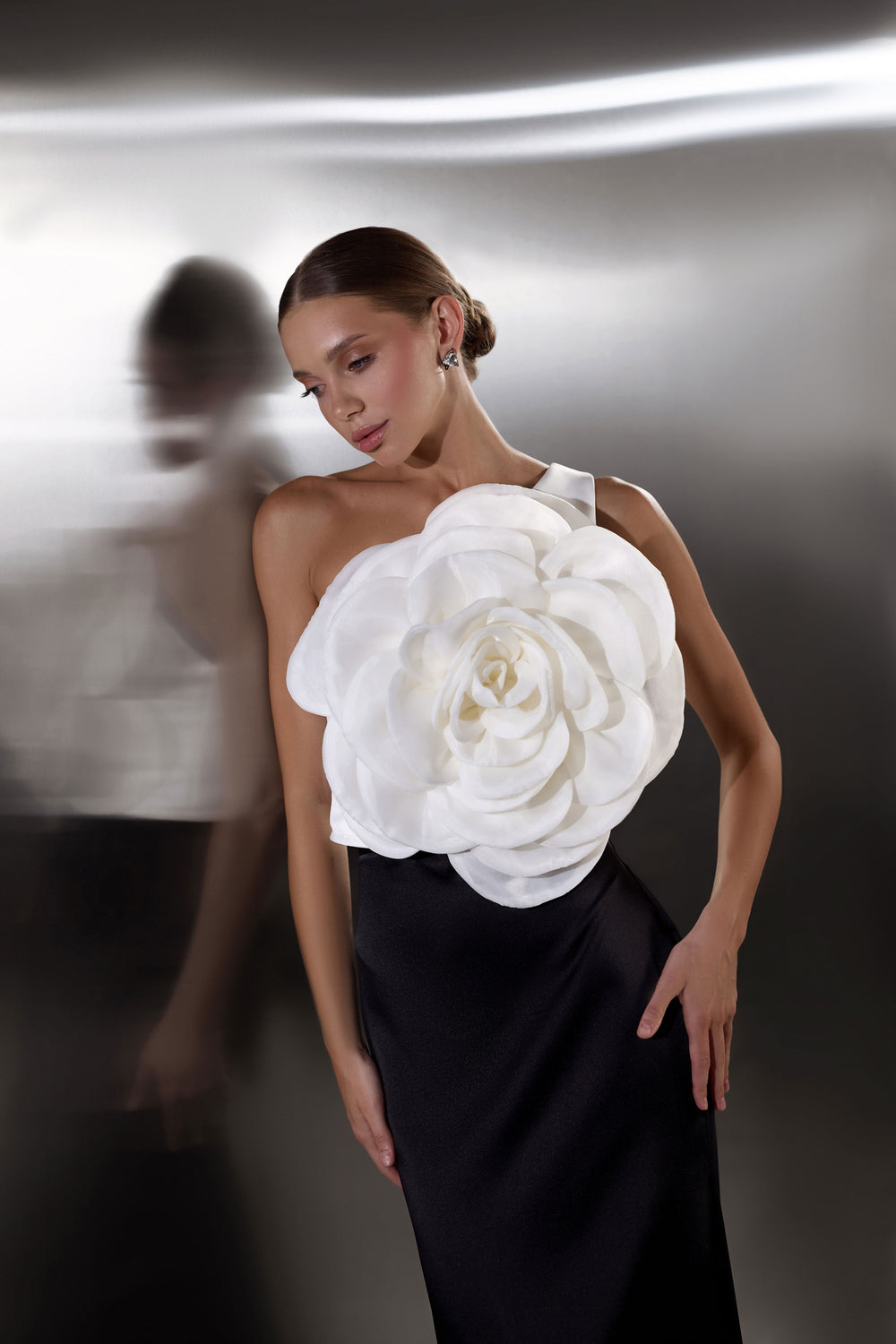 Mermaid Evening Dress with Oversized Floral Appliqué