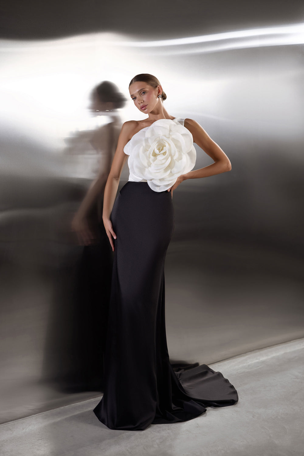 Mermaid Evening Dress with Oversized Floral Appliqué