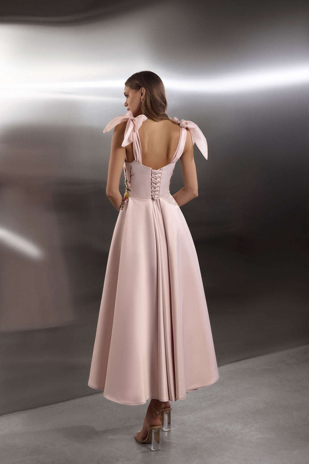A-line Evening Dress with Floral Embroidery