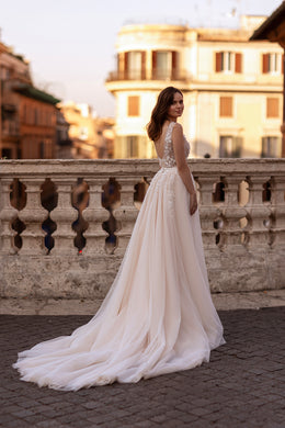 Sparkly Mermaid Wedding Dress with Detachable Tulle Overskirt
