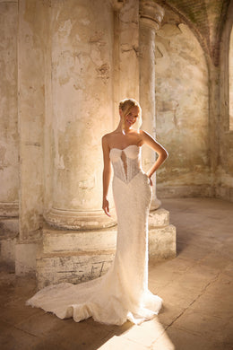 Sparkly Lace Mermaid Wedding Dress with Detachable High Neck Lace Top
