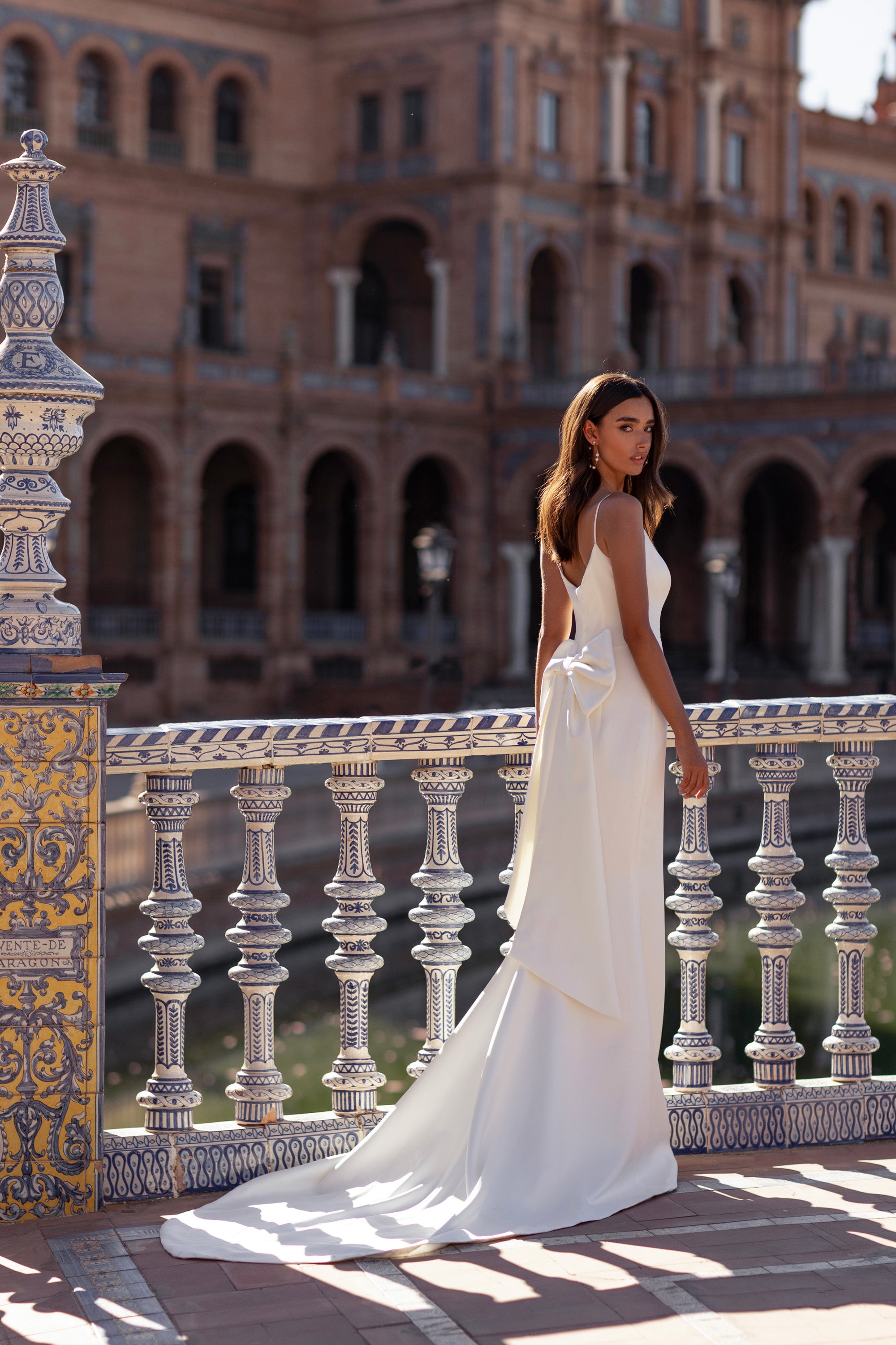 Satin Sheath Wedding Dress with Spaghetti Straps
