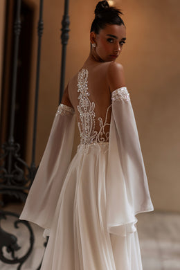 A-Line Wedding Dress with Beaded Illusion Bodice