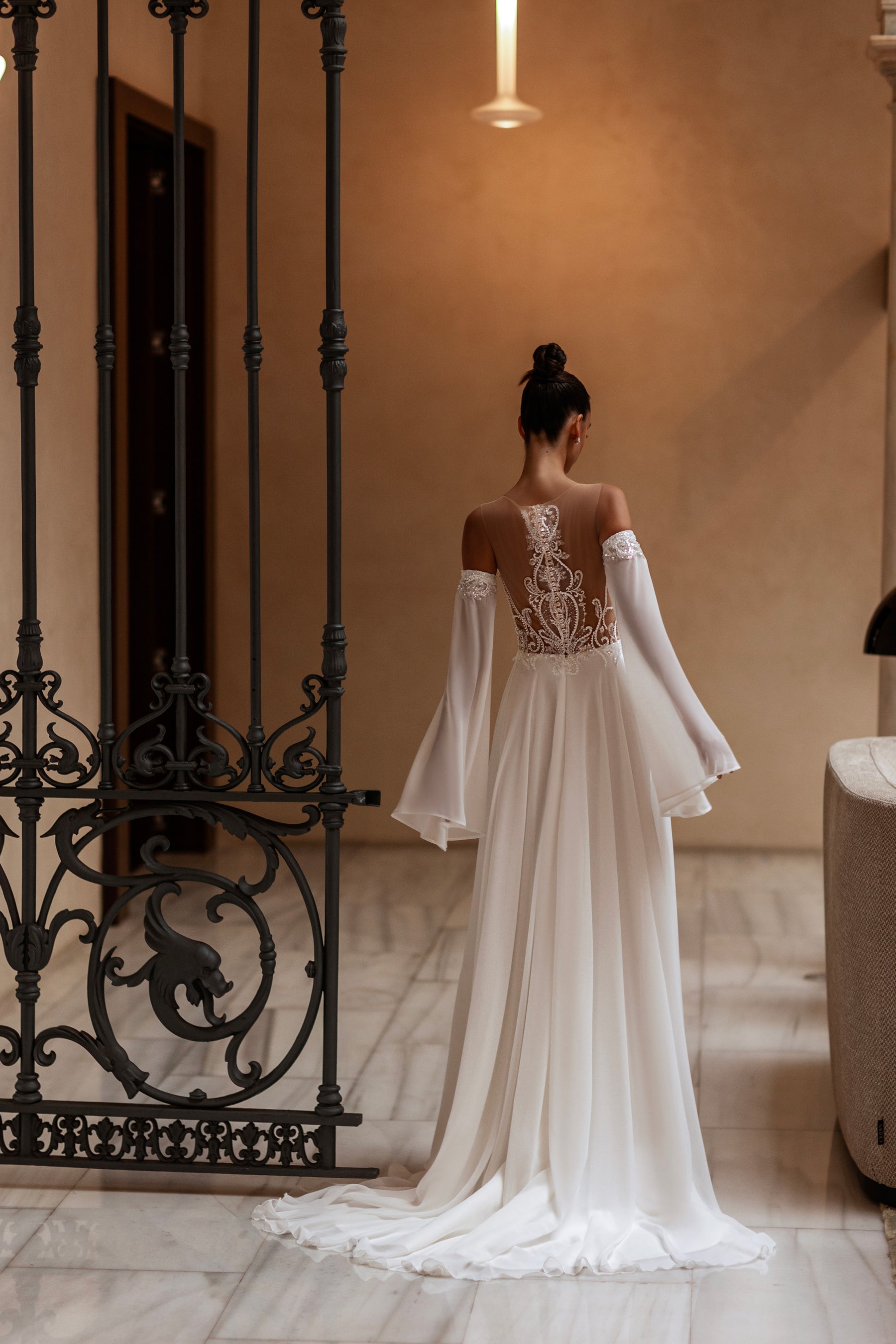 A-Line Wedding Dress with Beaded Illusion Bodice