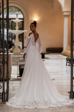 A-Line Wedding Dress with Lace Illusion Bodice