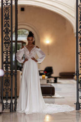 A-Line Wedding Dress with Lace Illusion Bodice