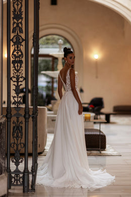 A-Line Wedding Dress with Lace Illusion Bodice