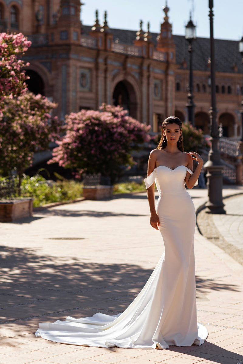 Mermaid Wedding Dress with Off-The-Shoulder Neckline