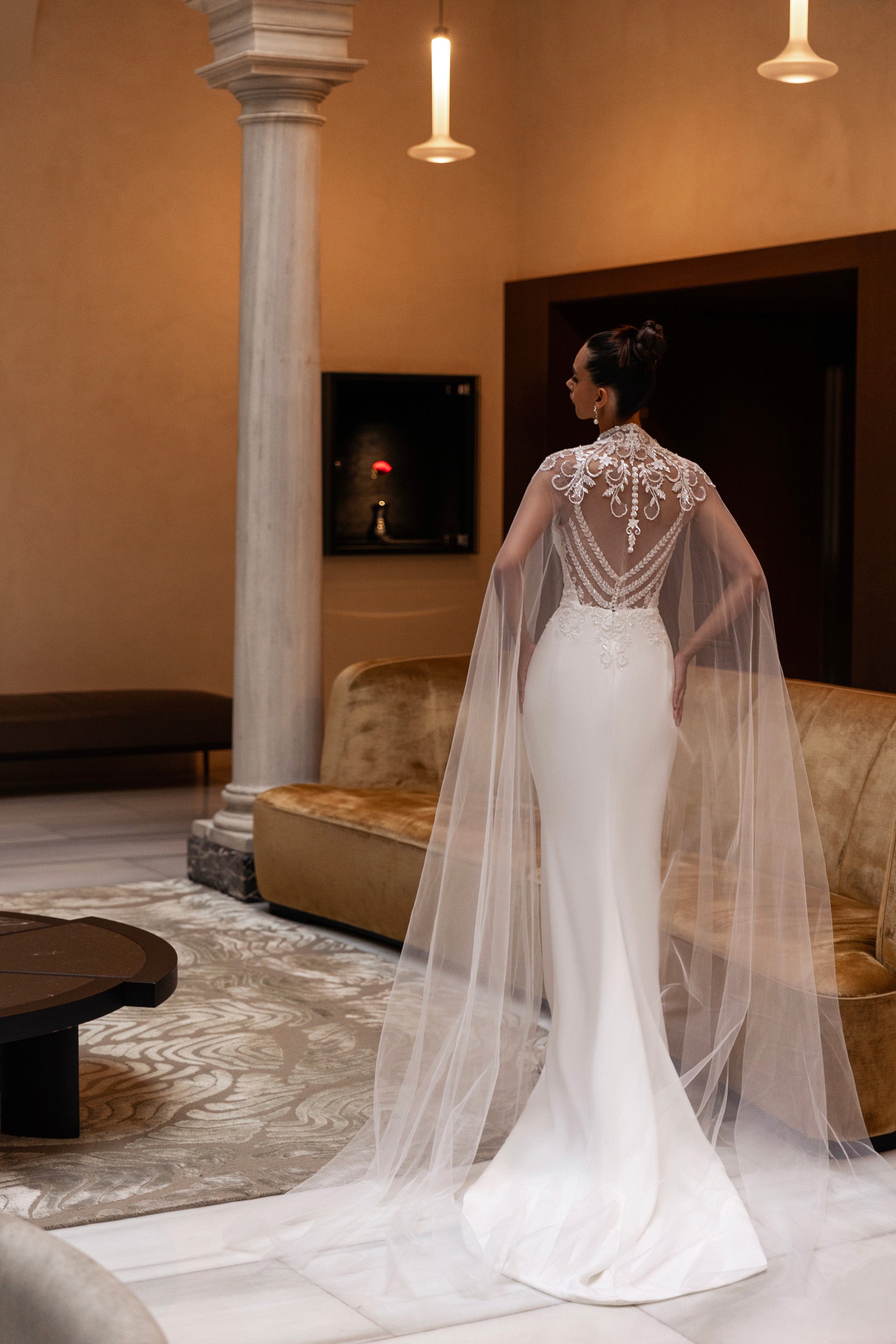 Mermaid Wedding Dress with Detachable Cape