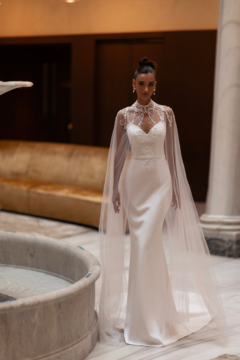 Mermaid Wedding Dress with Detachable Cape