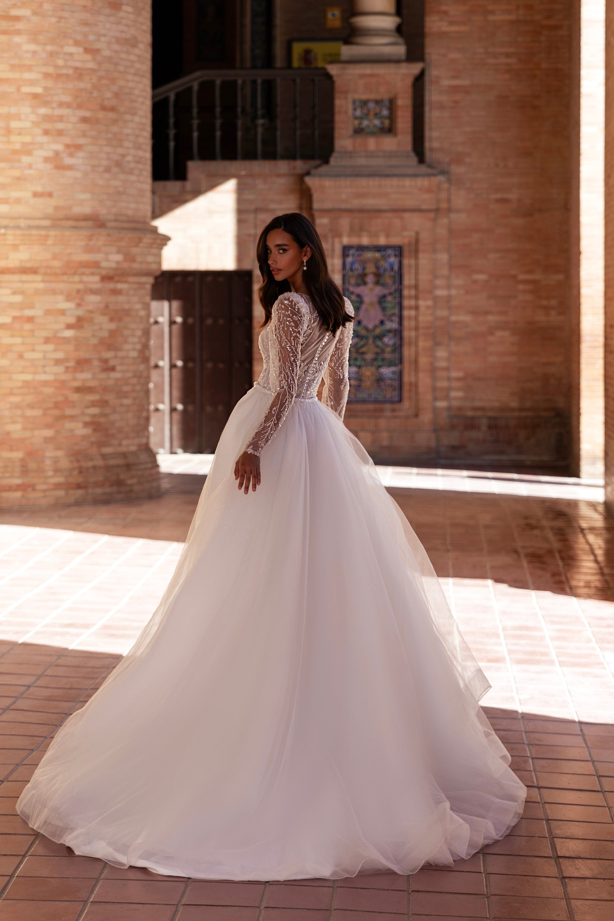Mermaid Wedding Dress with Detachable Tulle Overskirt