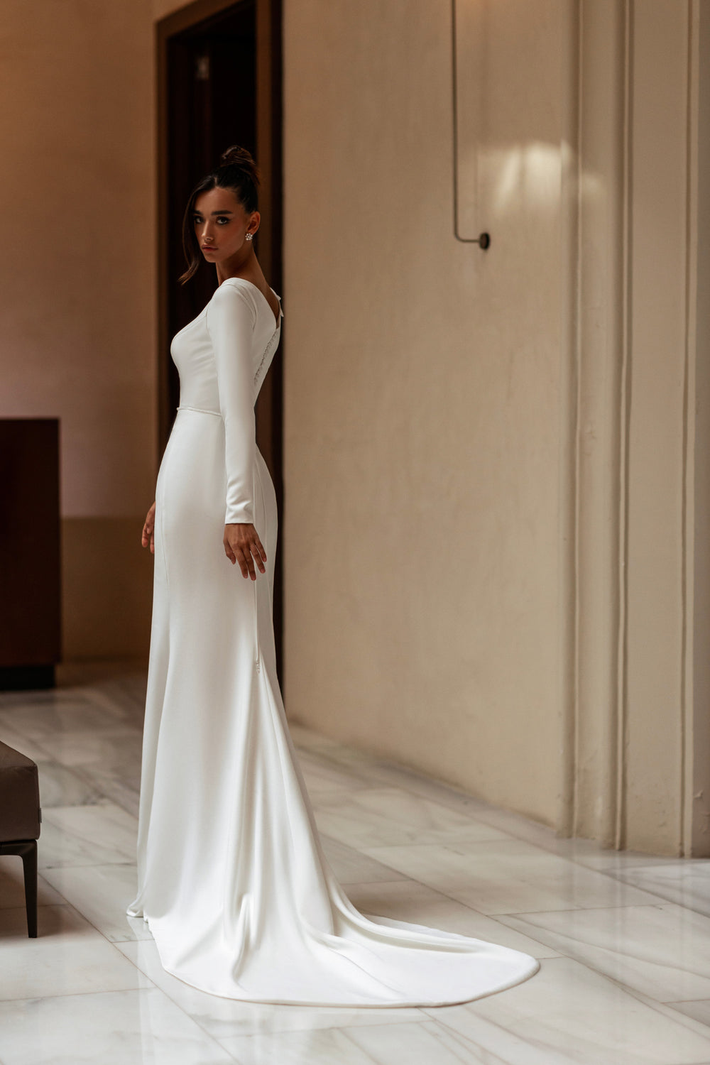 Mermaid Wedding Dress with Long Sleeves and Floral Appliqués